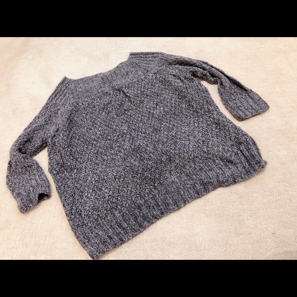 Juicy Couture Silver Gray Shimmering Off Shoulder Stylish Slouchy Sweater sz L